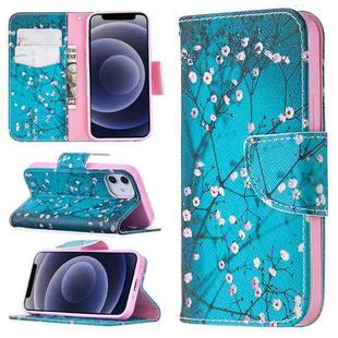 For iPhone 12 mini Colored Drawing Pattern Horizontal Flip Leather Case with Holder & Card Slots & Wallet(Plum Blossom)