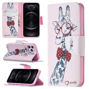 For iPhone 12 / 12 Pro Colored Drawing Pattern Horizontal Flip Leather Case with Holder & Card Slots & Wallet(Deer)