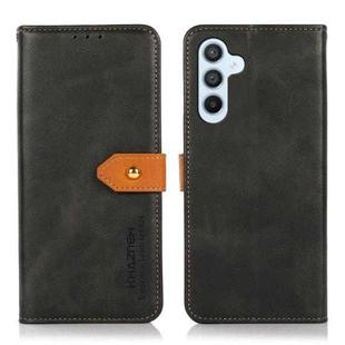 For Samsung Galaxy A56 5G KHAZNEH Dual-color Cowhide Texture Flip Leather Phone Case(Black)