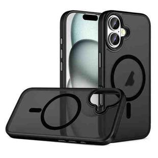 For iPhone 16 Plus Skin Feel Frosted MagSafe Magnetic Phone Case(Transparent Black)