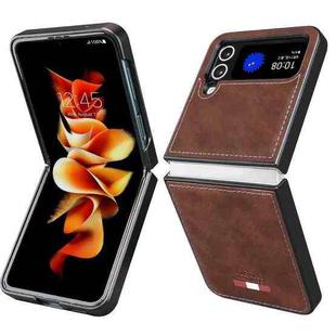 For Samsung Galaxy Z Flip4 VIETAO Plain Leather PU Phone Case(Brown)