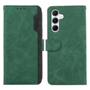 For Samsung Galaxy A36 5G ABEEL Color Block Magnetic RFID Leather Phone Case(Green-Black)