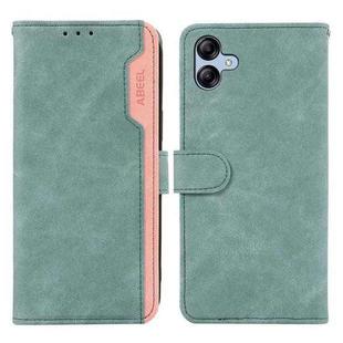 For Samsung Galaxy A07 5G ABEEL Color Block Magnetic RFID Leather Phone Case(Cyan-Pink)