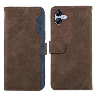 For Samsung Galaxy A07 5G ABEEL Color Block Magnetic RFID Leather Phone Case(Brown-Blue)