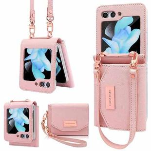 For Samsung Galaxy Z Flip5 VIETAO Portable Wallet Foldable PU Phone Case(Pink)