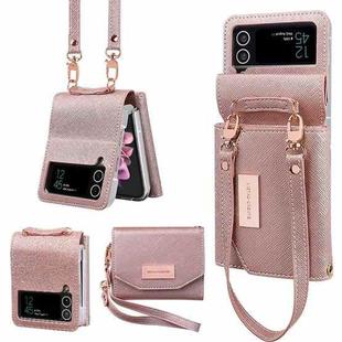 For Samsung Galaxy Z Flip4 VIETAO Portable Wallet Foldable PU Phone Case(Rose Gold)