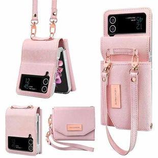 For Samsung Galaxy Z Flip4 VIETAO Portable Wallet Foldable PU Phone Case(Pink)