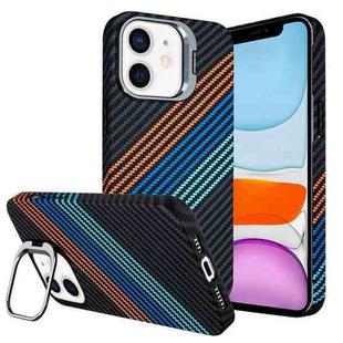 For iPhone 11 Carbon Fiber Lens Holder Phone Case(Black)