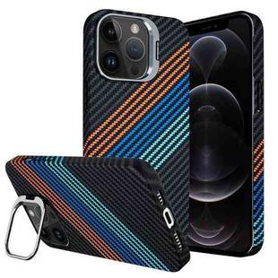 For iPhone 12 Pro Carbon Fiber Lens Holder Phone Case(Black)