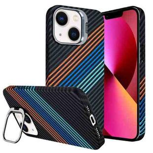 For iPhone 13 Carbon Fiber Lens Holder Phone Case(Black)