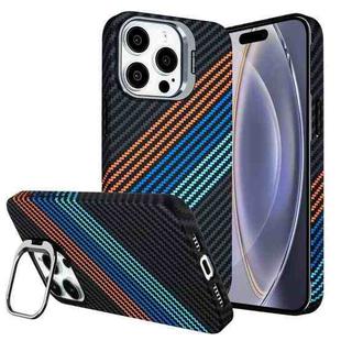 For iPhone 16 Pro Carbon Fiber Lens Holder Phone Case(Black)