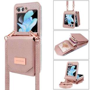 For Samsung Galaxy Z Flip5 VIETAO Portable Organ Style Wallet PU Phone Case(Rose Gold)