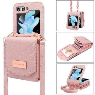 For Samsung Galaxy Z Flip5 VIETAO Portable Organ Style Wallet PU Phone Case(Pink)