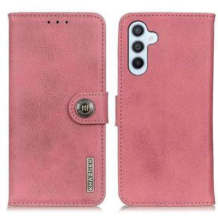 For Samsung Galaxy A16 5G KHAZNEH Cowhide Texture Horizontal Flip Leather Phone Case(Pink)