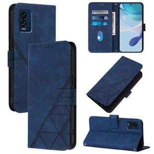 For BLU View Speed 5G Crossbody 3D Embossed Flip Leather Phone Case(Blue)