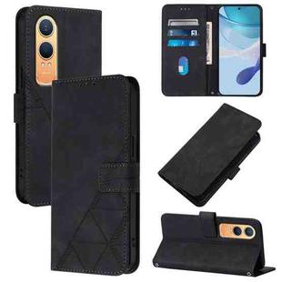 For OnePlus Nord CE4 Lite  Crossbody 3D Embossed Flip Leather Phone Case(Black)