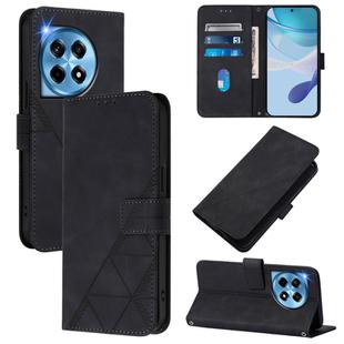 For OnePlus 12 5G Global Crossbody 3D Embossed Flip Leather Phone Case(Black)