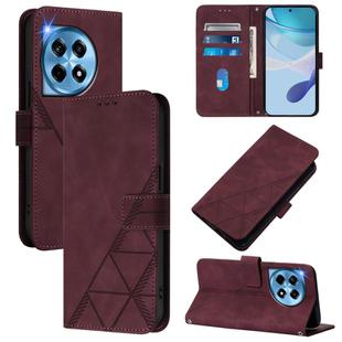 For OnePlus 12 5G Global Crossbody 3D Embossed Flip Leather Phone Case(Wine Red)