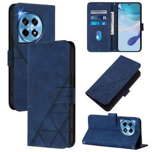 For OnePlus 12R 5G Global Crossbody 3D Embossed Flip Leather Phone Case(Blue)