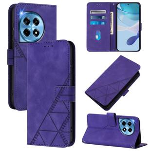 For OnePlus 12R 5G Global Crossbody 3D Embossed Flip Leather Phone Case(Purple)