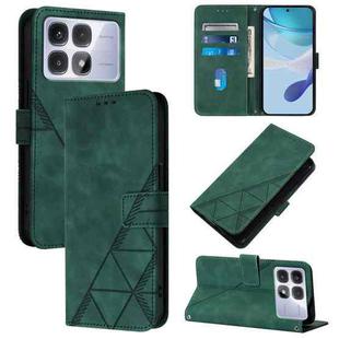 For Redmi K70 Ultra 5G Global Crossbody 3D Embossed Flip Leather Phone Case(Green)