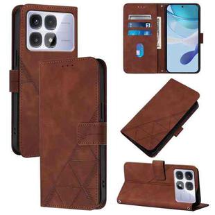 For Redmi K70 Ultra 5G Global Crossbody 3D Embossed Flip Leather Phone Case(Brown)