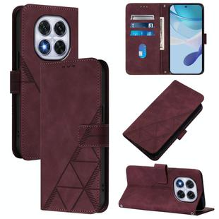 For Redmi Note 14 Pro 5G Global Crossbody 3D Embossed Flip Leather Phone Case(Wine Red)