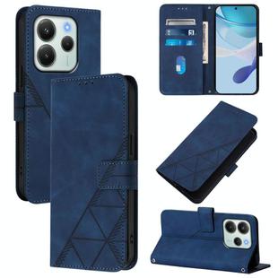 For Redmi Note 14 4G EU 164.84mm Crossbody 3D Embossed Flip Leather Phone Case(Blue)