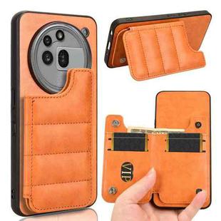 For Nothing Phone 3a Pro Cow Pattern Sewing Card Bag Phone Case(Orange)