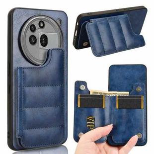 For Nothing Phone 3a Pro Cow Pattern Sewing Card Bag Phone Case(Blue)