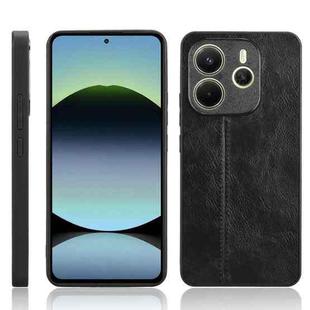 For Redmi Note 14 4G 163.25mm Cow Pattern Sewing Back Cover Phone Case(Black)