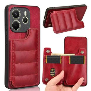For Redmi Note 14 4G 163.25mm Cow Pattern Sewing Card Bag Phone Case(Red)