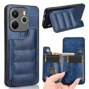 For Redmi Note 14 4G 163.25mm Cow Pattern Sewing Card Bag Phone Case(Blue)