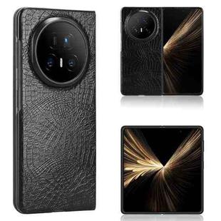 For Honor Magic V5 Crocodile Texture Back Cover Phone Case(Black)