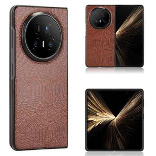 For Honor Magic V5 Crocodile Texture Back Cover Phone Case(Brown)