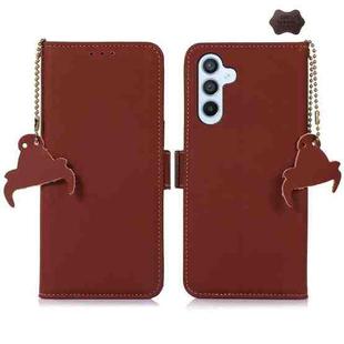 For Samsung Galaxy A16 5G Genuine Leather Magnetic RFID Leather Phone Case(Coffee)