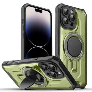 For iPhone 14 Pro Invisible Bracket MagSafe Magnetic Phone Case(Green)