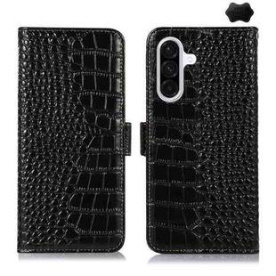 For Samsung Galaxy A17 5G Crocodile Top Layer Cowhide Leather Phone Case(Black)