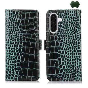 For Samsung Galaxy A17 5G Crocodile Top Layer Cowhide Leather Phone Case(Green)
