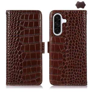For Samsung Galaxy A17 5G Crocodile Top Layer Cowhide Leather Phone Case(Brown)