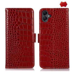 For Samsung Galaxy A07 5G Crocodile Top Layer Cowhide Leather Phone Case(Red)