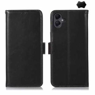 For Samsung Galaxy A07 5G Magnetic Crazy Horse Texture Genuine Leather RFID Phone Case(Black)