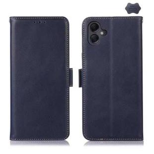 For Samsung Galaxy A07 5G Magnetic Crazy Horse Texture Genuine Leather RFID Phone Case(Blue)