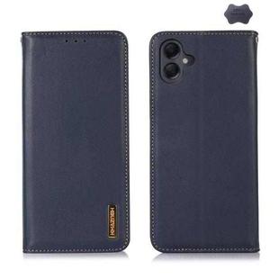 For Samsung Galaxy A07 5G KHAZNEH Nappa Top Layer Cowhide Leather Phone Case(Blue)