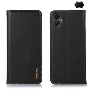 For Samsung Galaxy A07 5G KHAZNEH Nappa Top Layer Cowhide Leather Phone Case(Black)