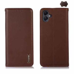 For Samsung Galaxy A07 5G KHAZNEH Nappa Top Layer Cowhide Leather Phone Case(Brown)