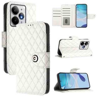 For Realme Neo7 Turbo 5G Rhombic Texture Flip Leather Phone Case with Lanyard(White)