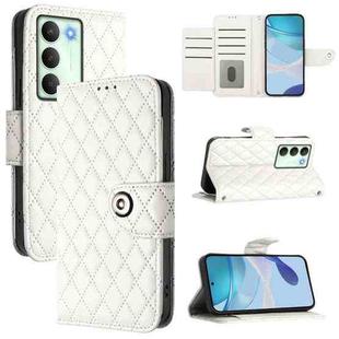 For Realme V70 / 14x Global / C75 5G Rhombic Texture Flip Leather Phone Case with Lanyard(White)