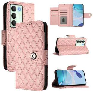 For Realme V70 / 14x Global / C75 5G Rhombic Texture Flip Leather Phone Case with Lanyard(Coral Pink)