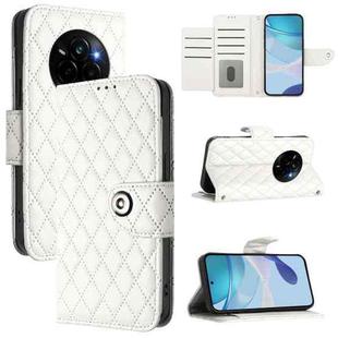 For Realme Narzo 80 Pro / 14 Pro 5G India Rhombic Texture Flip Leather Phone Case with Lanyard(White)